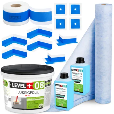 Produktbild von Dichtset Dichtfolie Flüssigfolie 12kg Dusch Badabdichtung Dichtband Dichtbahn SET341