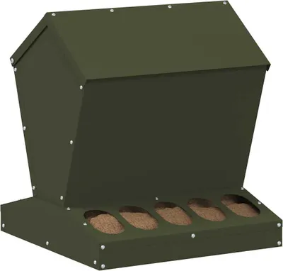 Image de vidaXL Nourrisseur pour poules Olive Vert 40 x 40 x 45 cm Acier laminé à froid