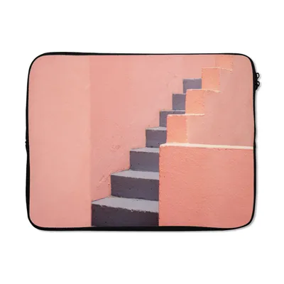 Produktbild von MuchoWow® Laptop Hülle 17 Zoll Laptoptasche Treppe - Architektur - Rosa - Pastell - Zipper - Schutzabdeckung
