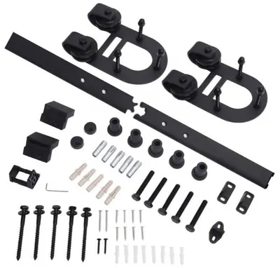 Immagine prodotto di LogistSystem Set completo per porta scorrevole moderna 200 cm - Nero Set completo per sistema di porte scorrevoli