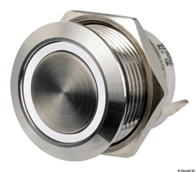 Image de Interrupteur plat en acier inoxydable (MOMENTARY ON)-OFF 12/24 V bleu Osculati 14.315.07