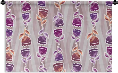 Produktbild von MuchoWow® Wandteppich Wandbehang Tulpen - Blumen - Muster 90x60 cm Tapisserie Dekoration Wandtuch - Wandskulpturen - Bildteppich