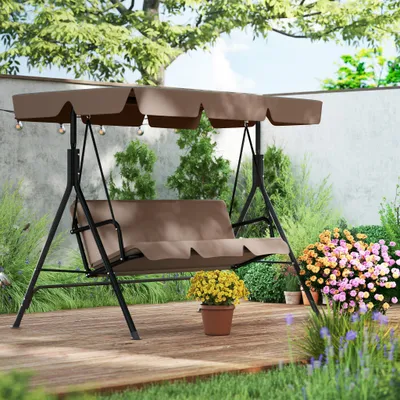 Produktbild von YZNAHRE Hollywoodschaukel 3 Sitzer Gartenschaukel mit Verstellbar 175,5x110x152cm Schaukelbank bis 200kg Belastbar,Gartenliege Outdoor & Indoor (Braun)