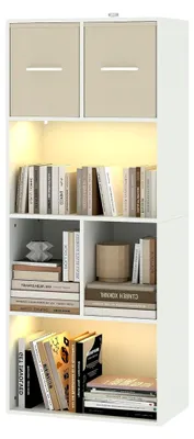 Produktbild von Schmales Weißes Regal für das Kinderzimmer mit Schubladen, Raumteiler Regal für das Wohnzimmer mit Rückwand, Kleines Bücherregal Weiß, Eckbücherregal