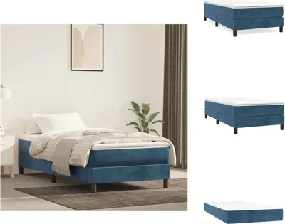 Produktbild von vidaXL Boxspringbett mit Matratze Dunkelblau 100x200 cm Samt -  Betten & Bettgestelle