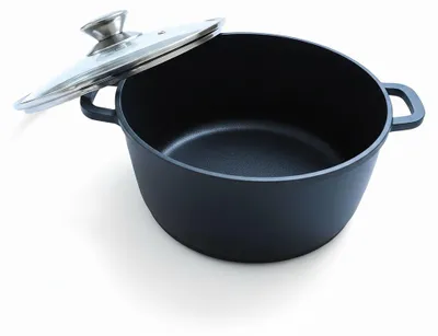 Obrázek produktu pro Dušovací hrnec se skleněným víkem, z litého hliníku, s nepřilnavým povrchem