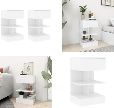 Imagen del producto de vidaXL Mesitas de noche, 2 unidades, blancas, 40x35x65 cm, material de madera. - Mesita de noche - Mesitas de noche - Mesilla de noche - Mesillas de noche