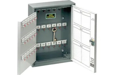 Produktbild von Schlüsselschrank 6700/ 57 R H280xB215xT70mm 2-türig m.Zylinderschl.Anz.Hak.57