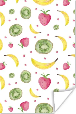 Produktbild von MuchoWow® Poster Obst - Aquarell - Weiß 80x120 cm - Papierdruck