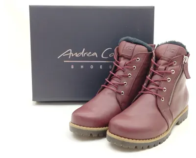 Produktbild von Andrea Conti Damen warme Schnür Stiefelette mit seitlichen Reißverschlüssen rot 38