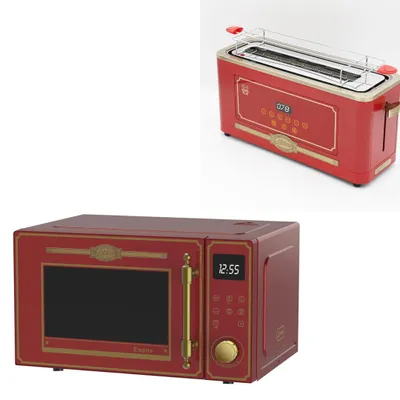 Produktbild von Kaiser Empire M 2530 RotEm Mikrowelle 25L Mikrowellenherd mit Heißluft Grill 25 Funktionen+Retro-Toaster T 4000 RotEm