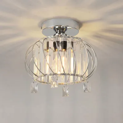 Obrázek produktu pro Stropní svítidlo ANWIO, křišťálový lustr, stříbrná barva, křišťálový stínidlo, patice E27, moderní lampa vhodná do obývacího pokoje, ložnice, kuchyně, chodby a jídelny - průměr 23 cm