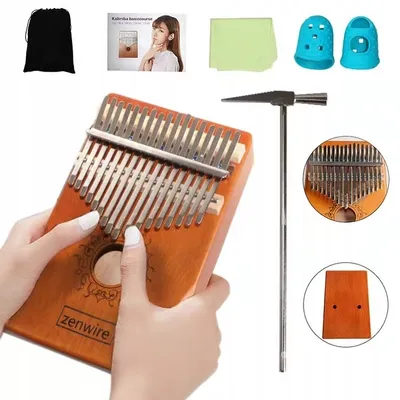 Produktbild von Kalimba africký nástroj Klavír Zanza Mbira 17 kláves Drevená hnedá K-01
