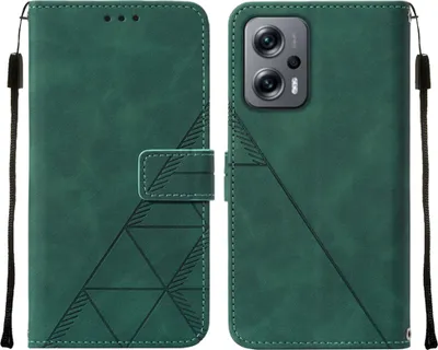 Produktbild von Xiaomi Poco X4 GT 5G Hülle, Schlank Prägung Flip Leder Kartenfächer Schutzhülle mit Ständer für Xiaomi Poco X4 GT 5G Grün