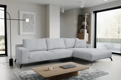 Produktbild von VENASI ASPEN CORD Rechts Ecksofa ohne Schlaffunktion Sofa L Form Eckcouch Couchgarnitur Couch GRAU