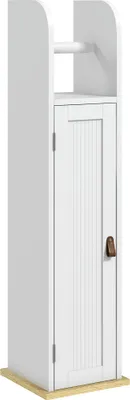 Image de Meuble de salle de bain support papier toilette avec placard et šŠtagššres ršŠglables 20 x 20 x 80 cm blanc