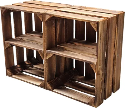 Produktbild von 2 x Holzkisten Obstkisten Kisten klein holz 40x30x25cm mit Ablage Kurz