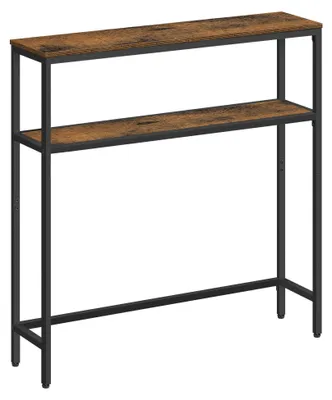 Produktbild von Konsolentisch - Flur-/Beistelltisch - Schmale Tiefe 20 cm - 2 Ablagen - 20×100×80 cm - Braun