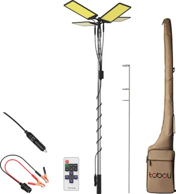 Produktbild von Wiltec Campinglampe V2 LED Strahler 115W 11224 Lumen mit Teleskopstange und Halterung höhenverstellbar Anschluss an 12V-Stromquelle für Camping, Outdoor-Aktivitäten, Baustellen und Notfallsituationen