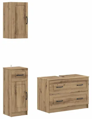 Image de vidaXL Ensemble de meubles de salle de bain 3 pièces, modèle UTRECHT, finition chêne artisanal