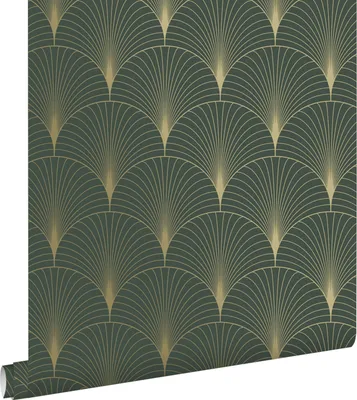 Produktbild von ESTAhome Tapeta art déco motív tmavozelená a zlatá - 139584 - 0,53 x 10,05 m