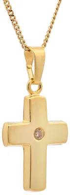 Produktbild von Anhänger Kreuz Zirkonia  333 Gold mit vergoldeter Silberkette 55 cm