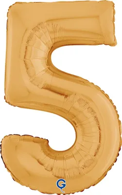 Produktbild von Riesenzahl Folienballon 26"/66cm | Gold Zahl: 5