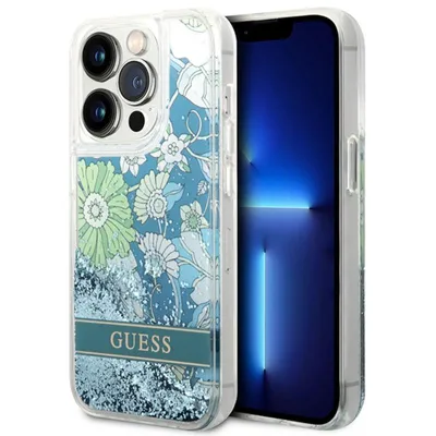 Produktbild von Guess GUHCP14XLFLSN iPhone 14 Pro Max 6,7" grün hardcase Flower Liquid Glitter Schutzhülle