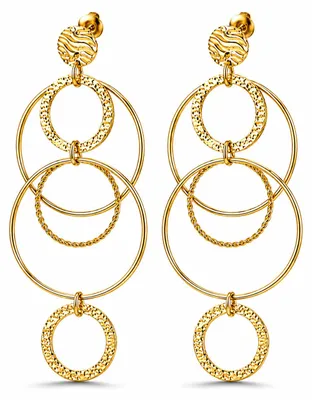 Produktbild von Ohrringe verschiedene Ringe -Goldfarben organisch Yehwang