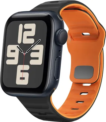 Image de Pour Apple Watch SE 2023 40mm Silicone Conception Structure ondulée Bracelet Noir / Orange