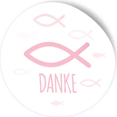 Produktbild von itenga 100x Sticker "Fisch Danke" rosa 4,0 cm rund