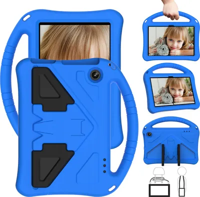 Produktbild von Kinder Hülle für Amazon Fire HD 7" 2022, Eva Leichte Stoßfeste Faltbarem Ständer, Kids Griff Schutzhülle Blau