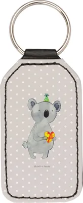 Produktbild von Mr. & Mrs. Panda Schlüsselanhänger Koala Geschenk - Grau Pastell - Mit Spruch, Koalabär, schlüssel anhänger, Party, Geburtstag, kunstleder, für, Taschenanhänger