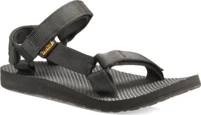 A black Teva Original Universal sandal is shown against a white background.