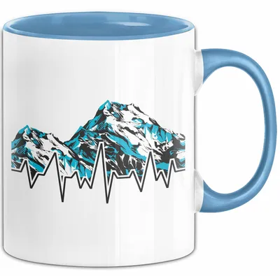 Produktbild von Ski Tasse Geschenk Grafik Skiberge Berge Becher (Blau)