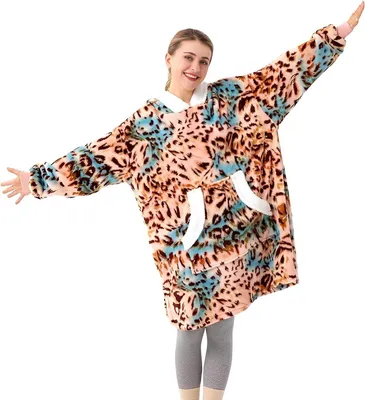 Produktbild von Kapuzenpullover (Flanell Hoodie, Übergröße Pullover) Sweatshirt Decke, Kuschelpullover Für Damen Herren