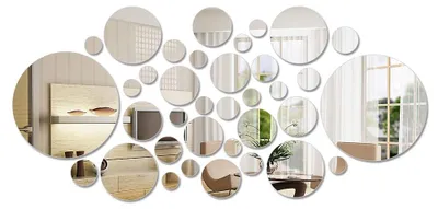 36 runde Spiegel-Wandaufkleber, abnehmbar, für Wohnzimmer, Schlafzimmer