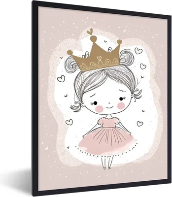 Produktbild von MuchoWow® Gerahmtes Poster Prinzessin - Kleid - Kinder - Mädchen 60x80 cm - Poster mit Schwarzem Bilderrahmen Wandposter Rahmen Foto Bilder - Premium - Wanddeko Wohnzimmer