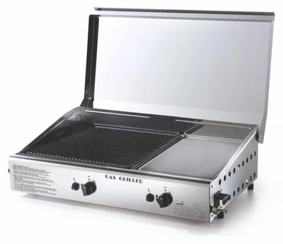 Immagine prodotto di Ompagrill Piastra Di Cottura A Gas Plancha Double 4070/Cover/M Con Doppia Griglia In Ghisa E Acciaio Inox