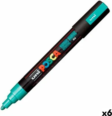 Productafbeelding van Fijnschrijver Uni Posca PC-5M, 1,8-2,5 mm, metallic groen, verpakking met 6 stuks