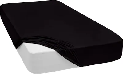 Produktbild von Spannbettlaken Jersey Spannbetttuch 100% Baumwolle Bettlaken Spannbettuch Laken 28 Farben, Größe:70 x 140 cm, Farbe:Schwarz