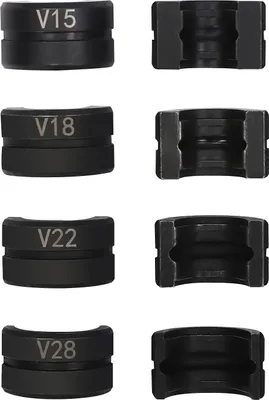 Image de Mâchoires à sertir pour tubes - Profil en V 15/18/22/28 mm - Pour tubes en cuivre - Acier Cr45 - Noir