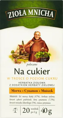 Obrázek produktu pro Herbata czarna Pure Ceylon Ziołowa mnicha na cukier 20 torebek