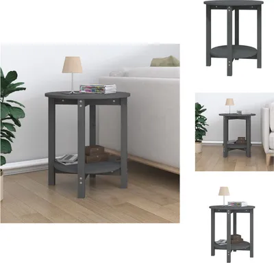 Zdjęcie produktu dla vidaXL Stolik kawowy szary Ø 55x60 cm lite drewno sosnowe - Stoliki kawowe