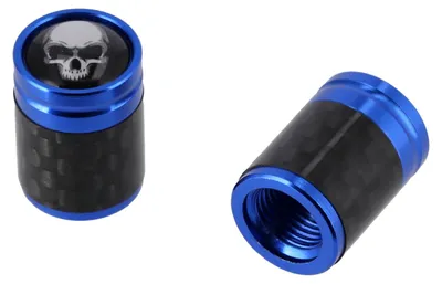 Produktbild von Set: 2x Ventilkappe "Carbon/Skull", Blau
