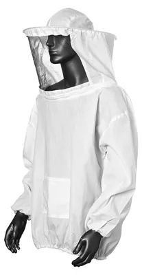 Imkerjacke mit Schleier, abnehmbare Kapuze, atmungsaktiv, weiß