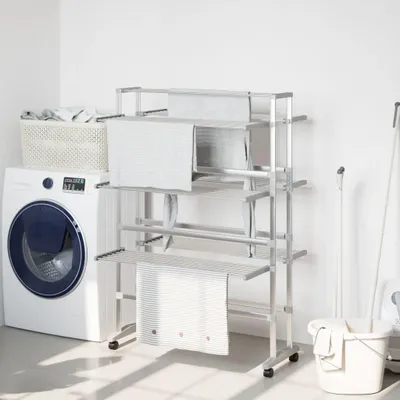 Zdjęcie produktu dla Suszarka Na Pranie, Na Kółkach, 89X64X129 Cm, Aluminium Lumarko!