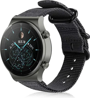 Produktbild von Strap-it Huawei Watch GT 2 Pro Nylon Schnallenarmband (Schwarz)