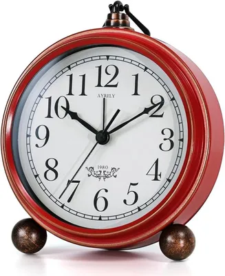 Productafbeelding van PromoHome® Vintage analoge wekker, 13,5 cm, stille batterijwekker, metalen klok, decoratie