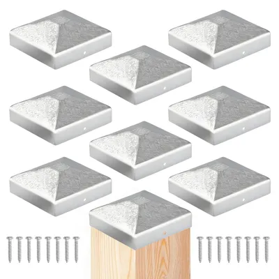 Obrázek produktu pro Krytky na sloupky, pozinkovaná ocel, 9 x 9 cm, 8 kusů, vhodné pro zahrady a ploty